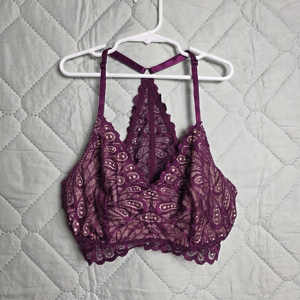 Day trip Lace Push-up Bralette Bra Lightly Lined Purple Size Medium